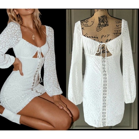 Princess Polly White DON'T BE SALTY Mini Dress Size 8 - Picture 1 of 6